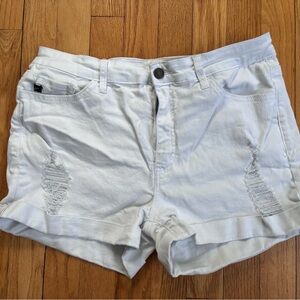 White Distressed Women Shorts